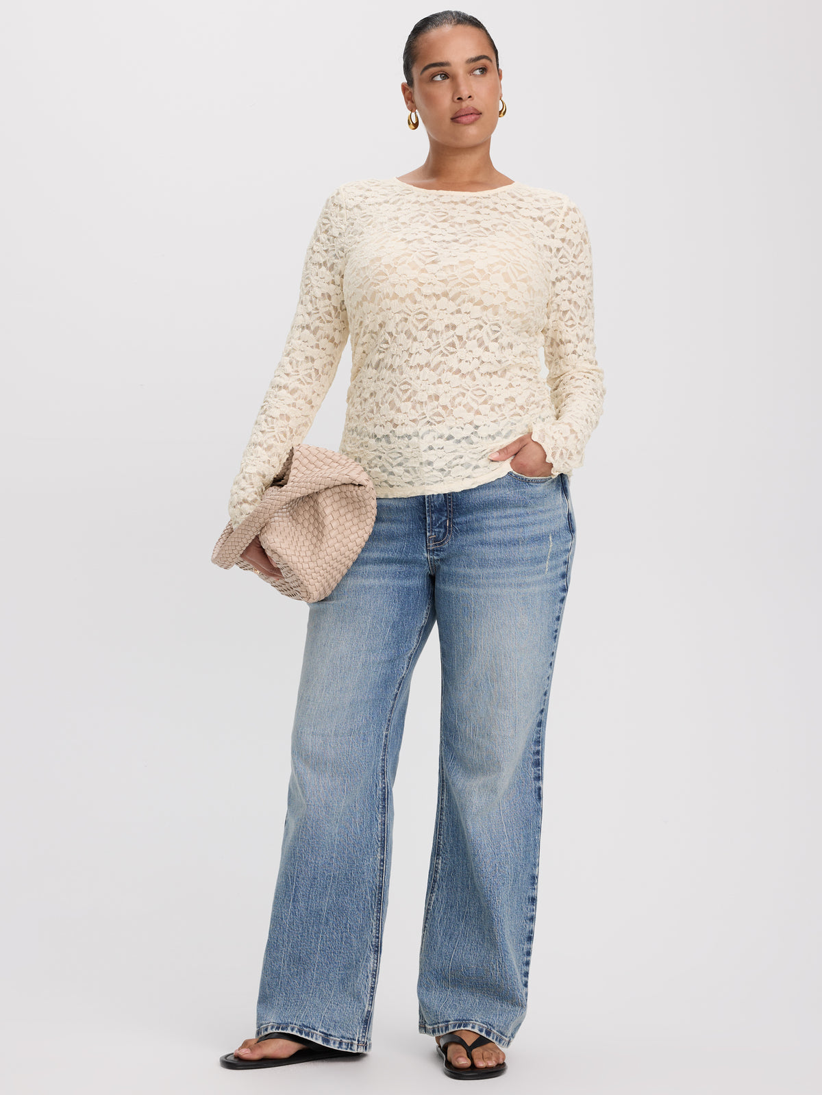 Long-Sleeve Lace Top