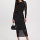Long-Sleeve Mesh Midi Dress with Side Shirrings