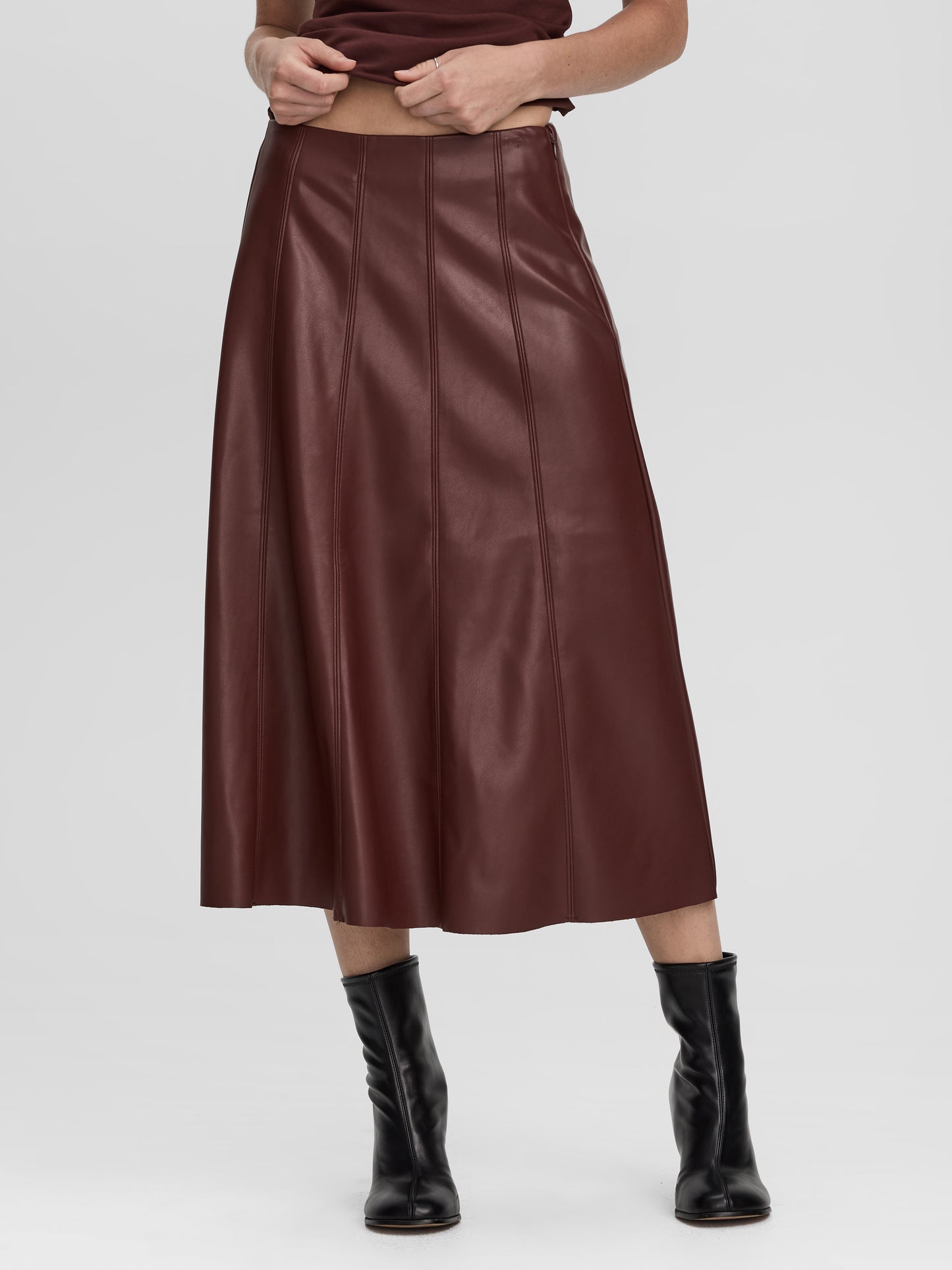 Faux Leather Midi Skirt