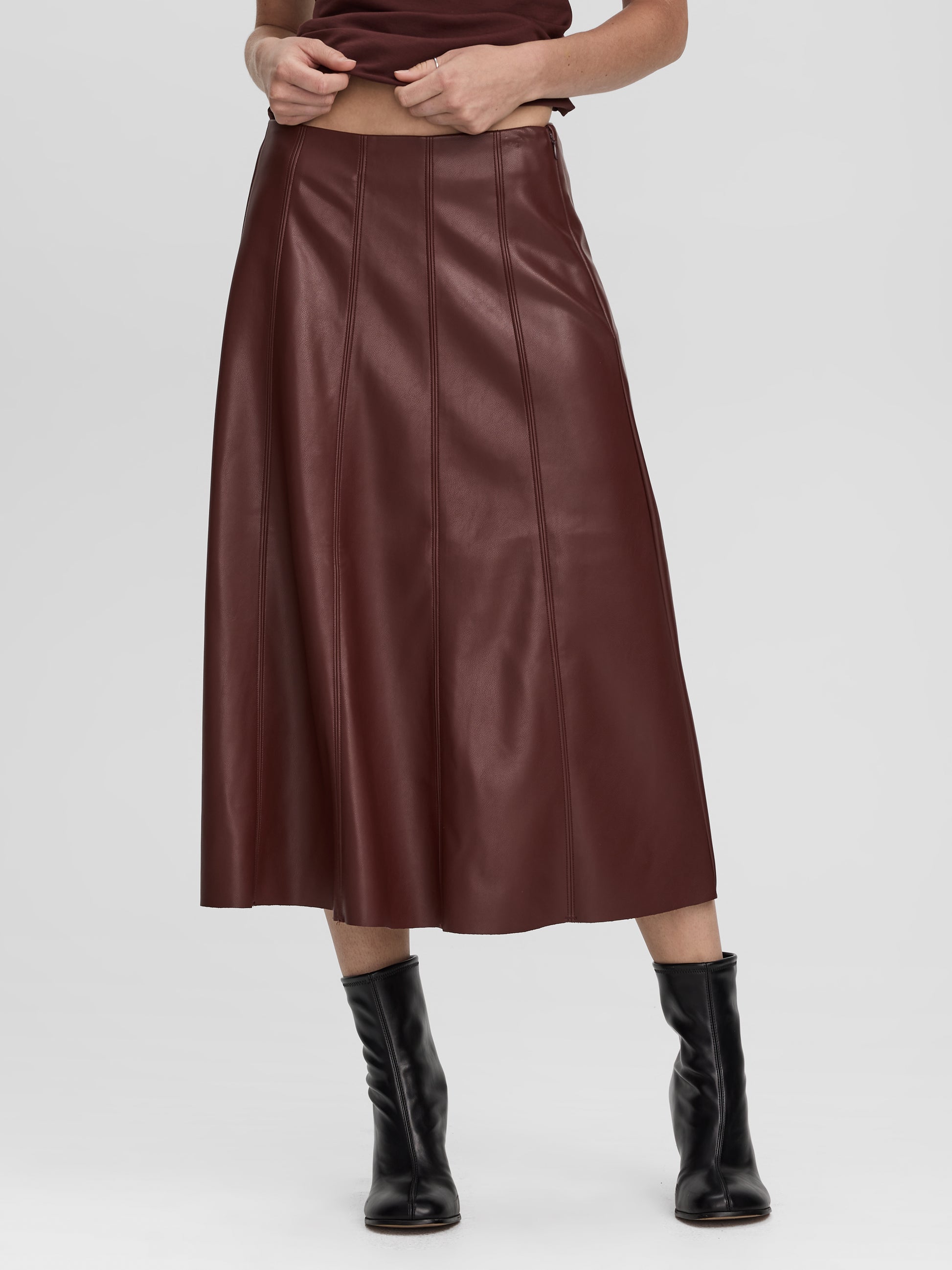 Faux Leather Midi Skirt