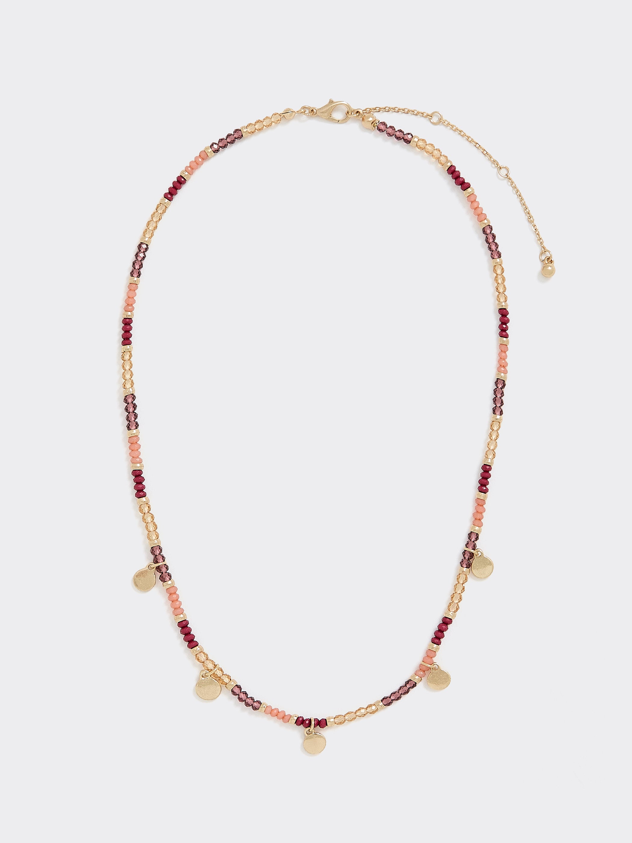 Short Beaded Necklace with Coin Pendants