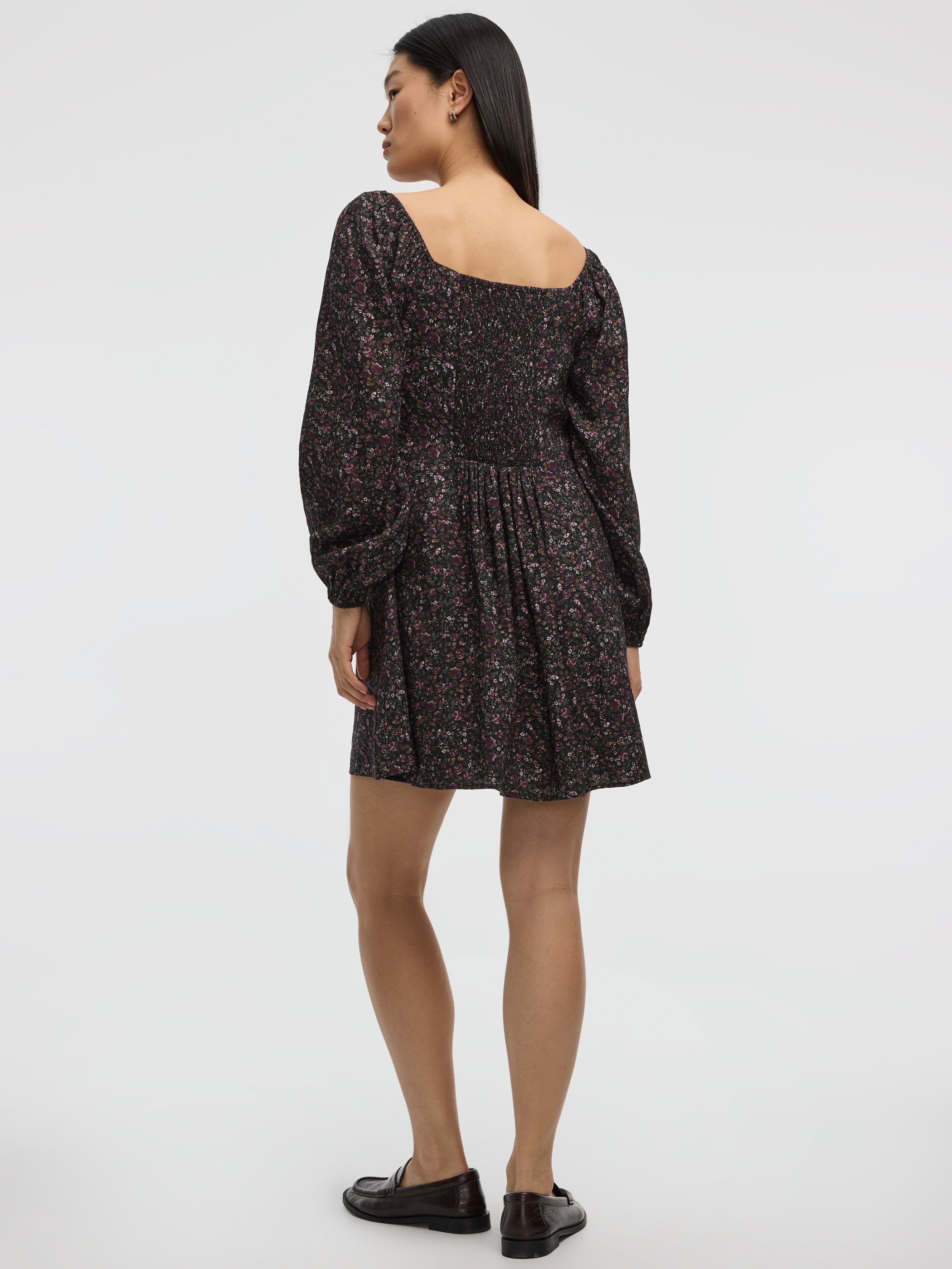 Long-Puffy-Sleeve Bustier Dress with Sweetheart Neckline