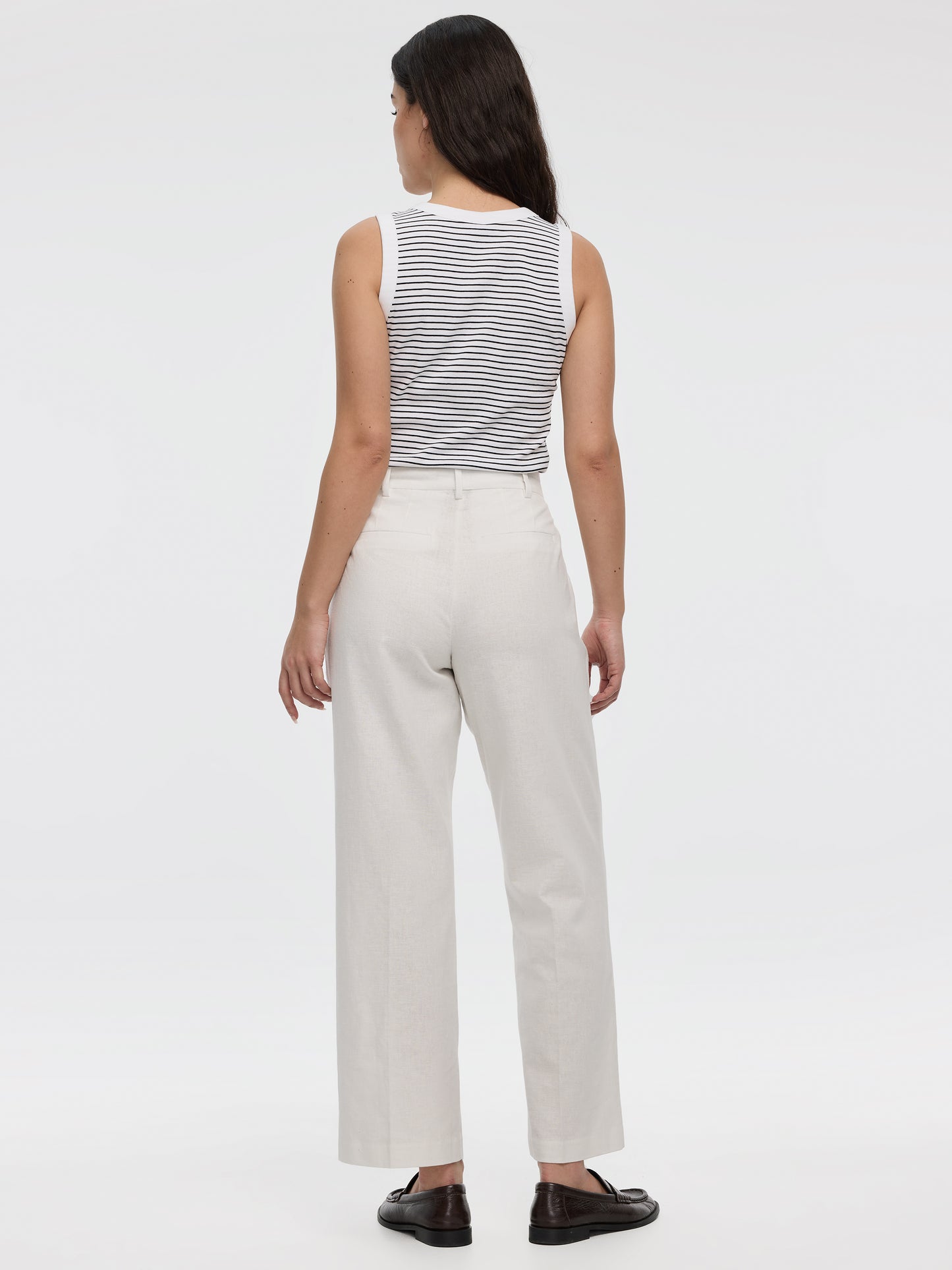 Linen-Blend Straight-Leg High-Rise Pant - Curvy Fit