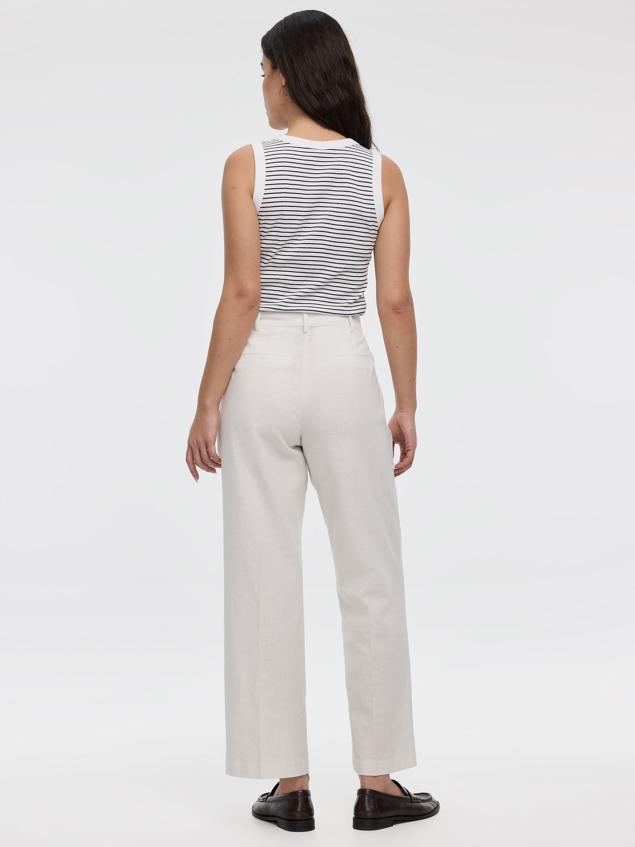 Linen-Blend Straight-Leg High-Rise Pant - Curvy Fit