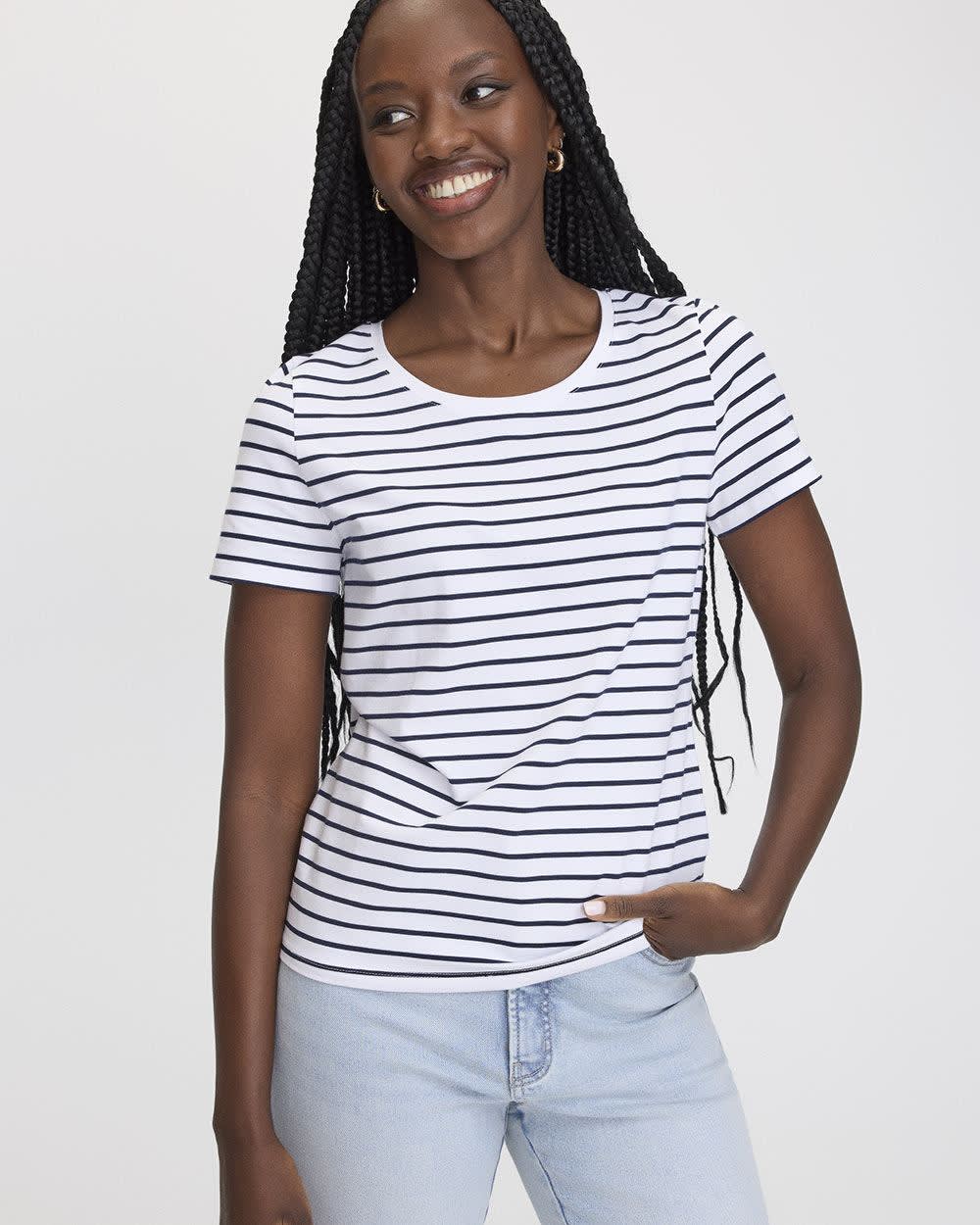Striped Scoop Neck T-Shirt - R Essentials