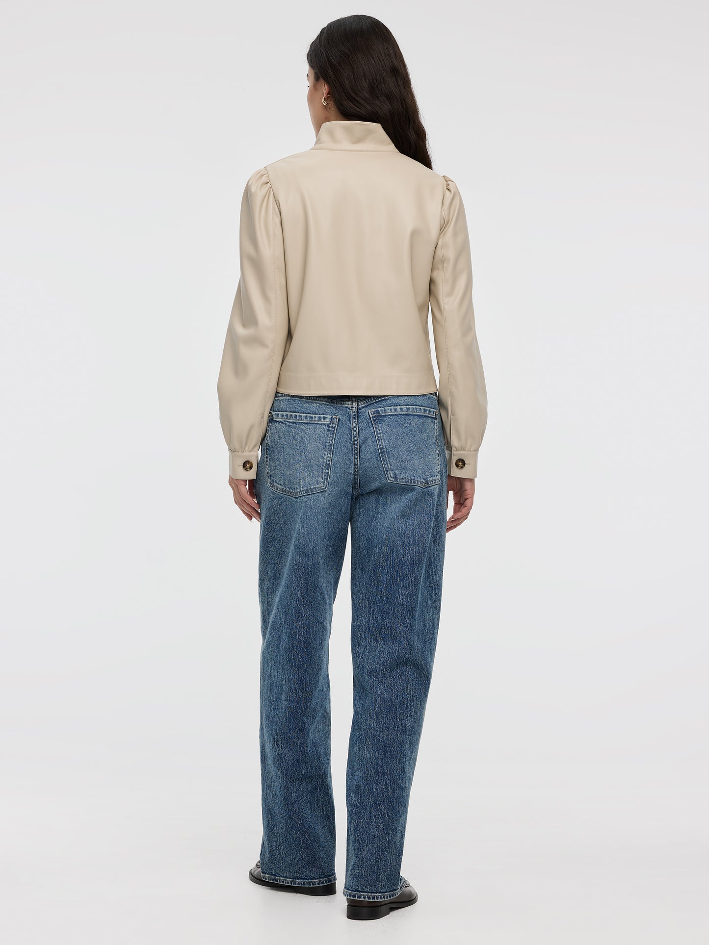 Cropped Faux Leather Jacket