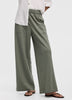 Wide-Leg High-Rise Pull-On Piqué Pant