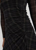 Long-Sleeve Bodycon Midi Dress with Side Shirrings