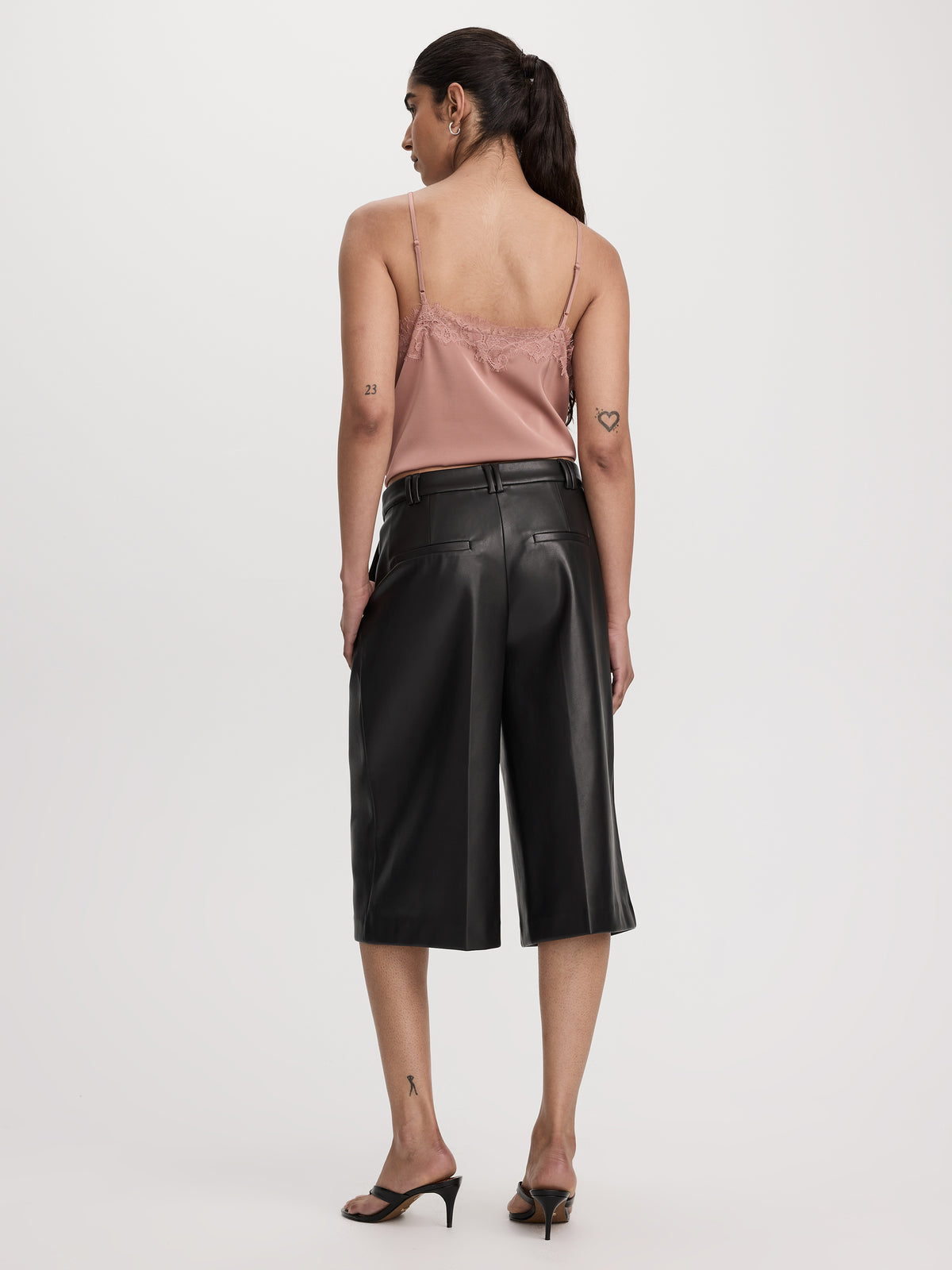 Faux-Leather High-Rise Bermuda