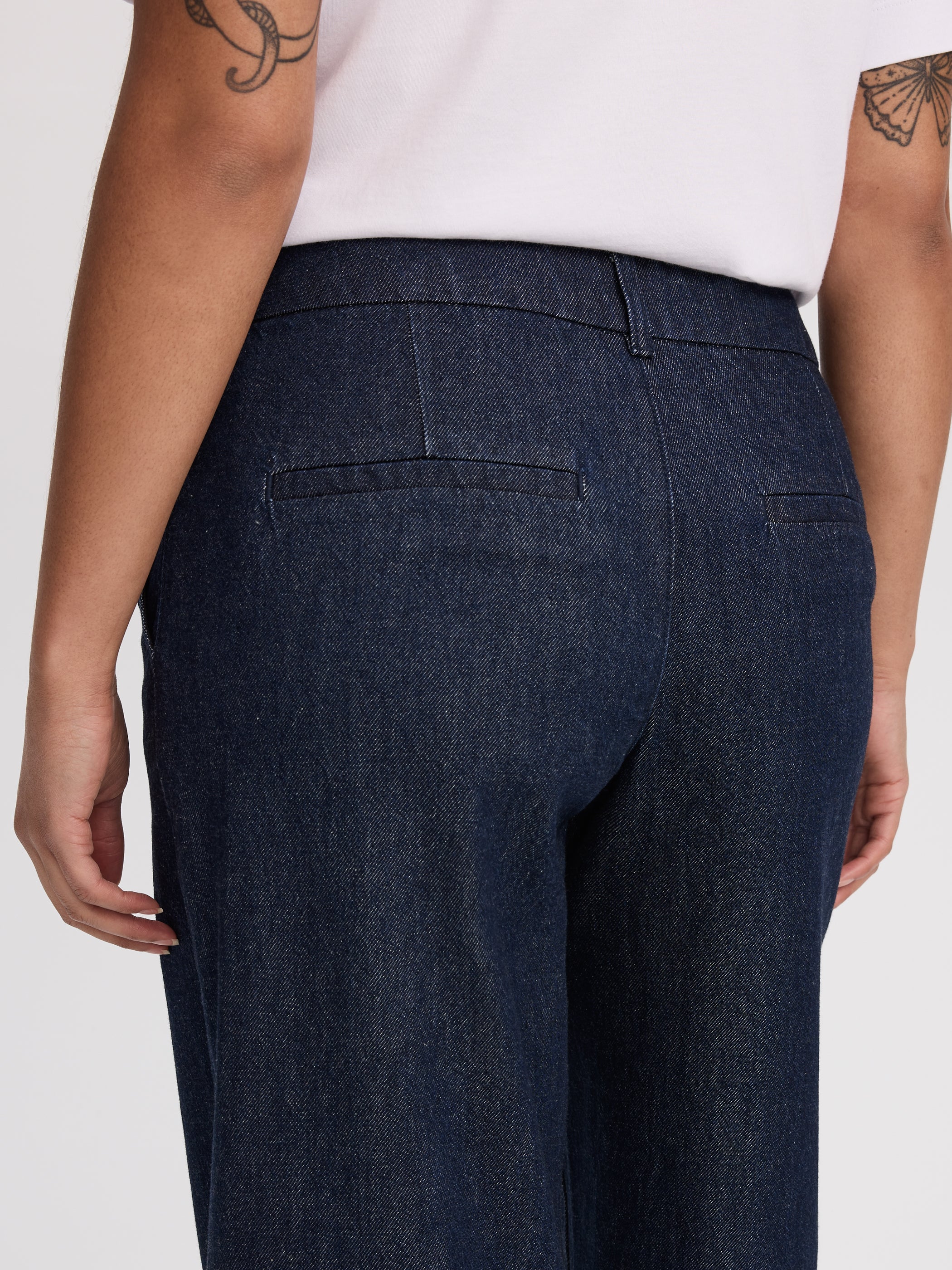 Wide-Leg Mid-Rise Denim Trousers