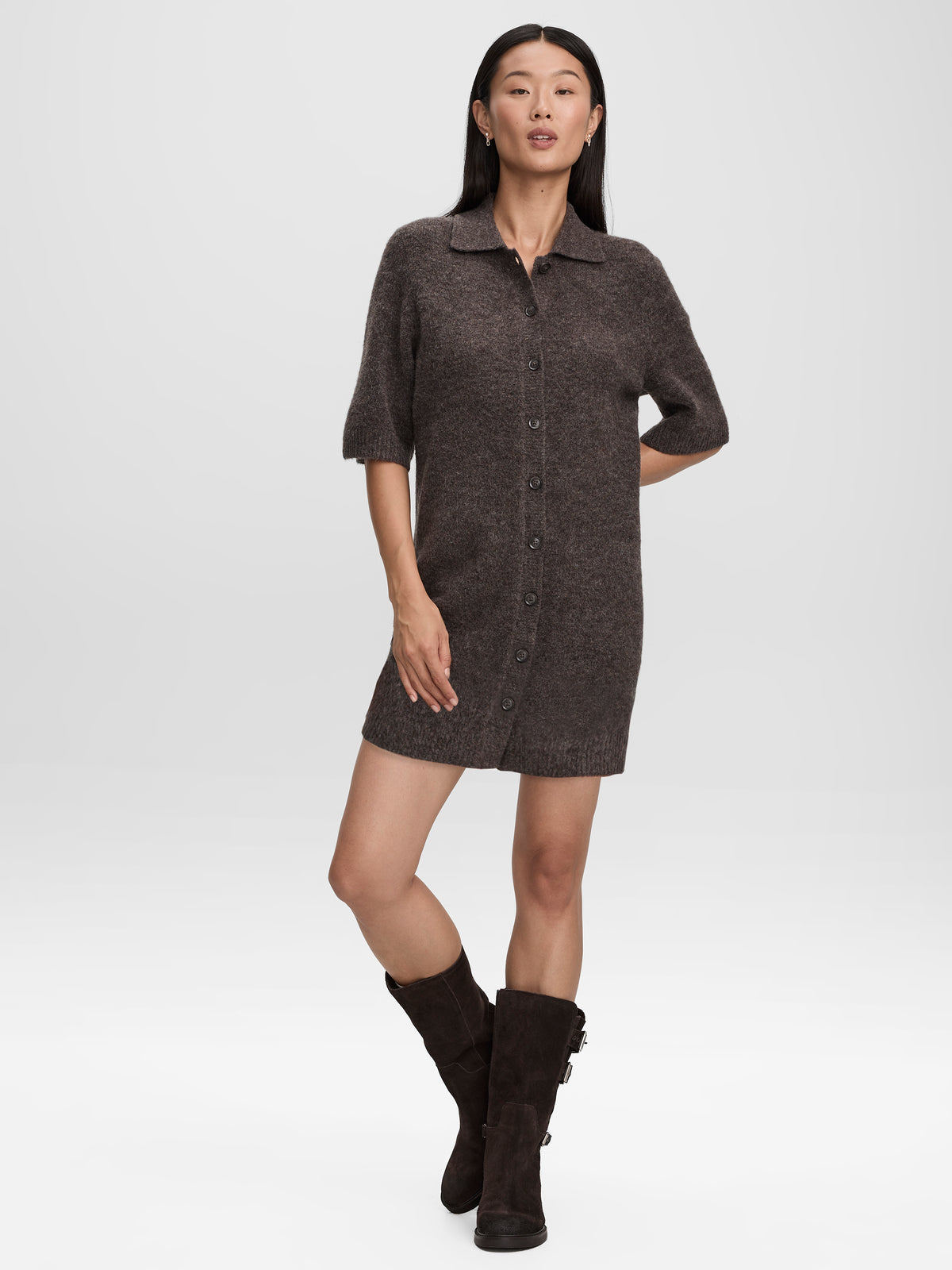 Short-Sleeve Polo Mini Dress
