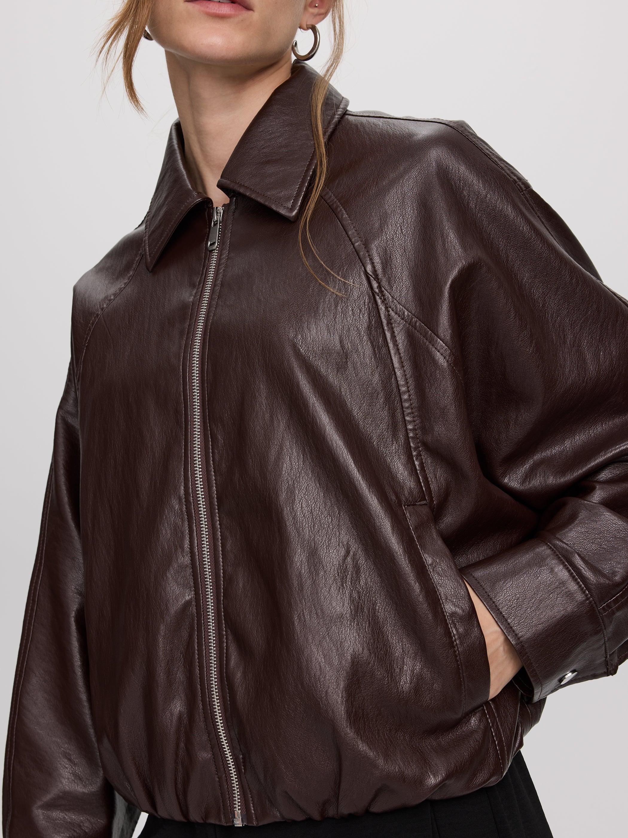 Loose Faux Leather Jacket