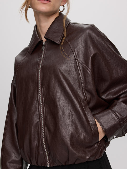 Loose Faux Leather Jacket