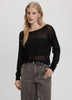 Semi-Sheer Long-Sleeve Boat-Neck Sweater