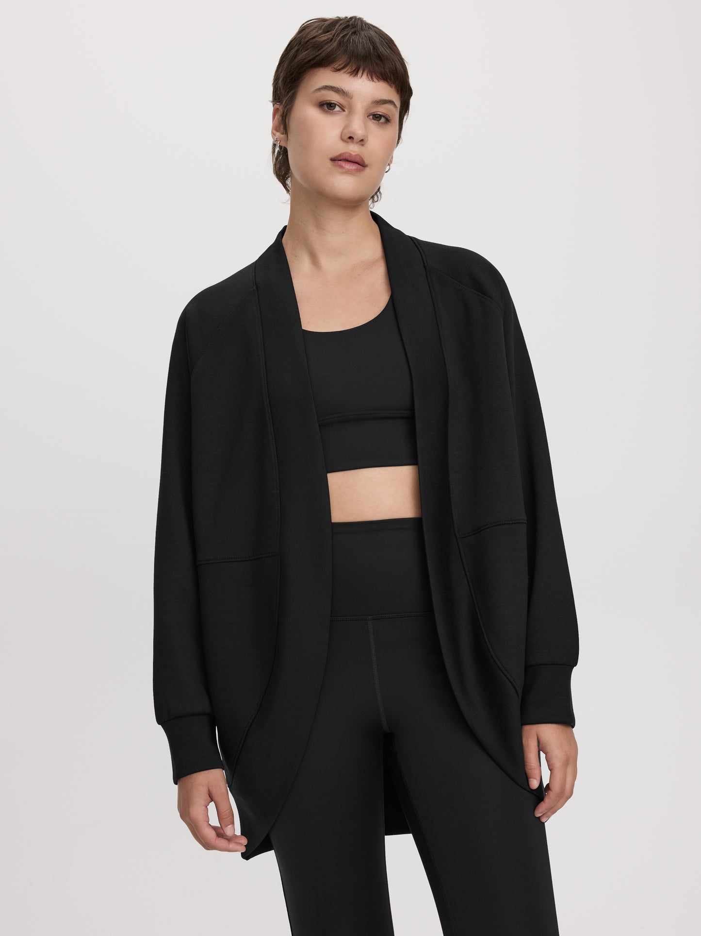 Long-Sleeve Open Cardigan with Pockets - HYLUX Hyba