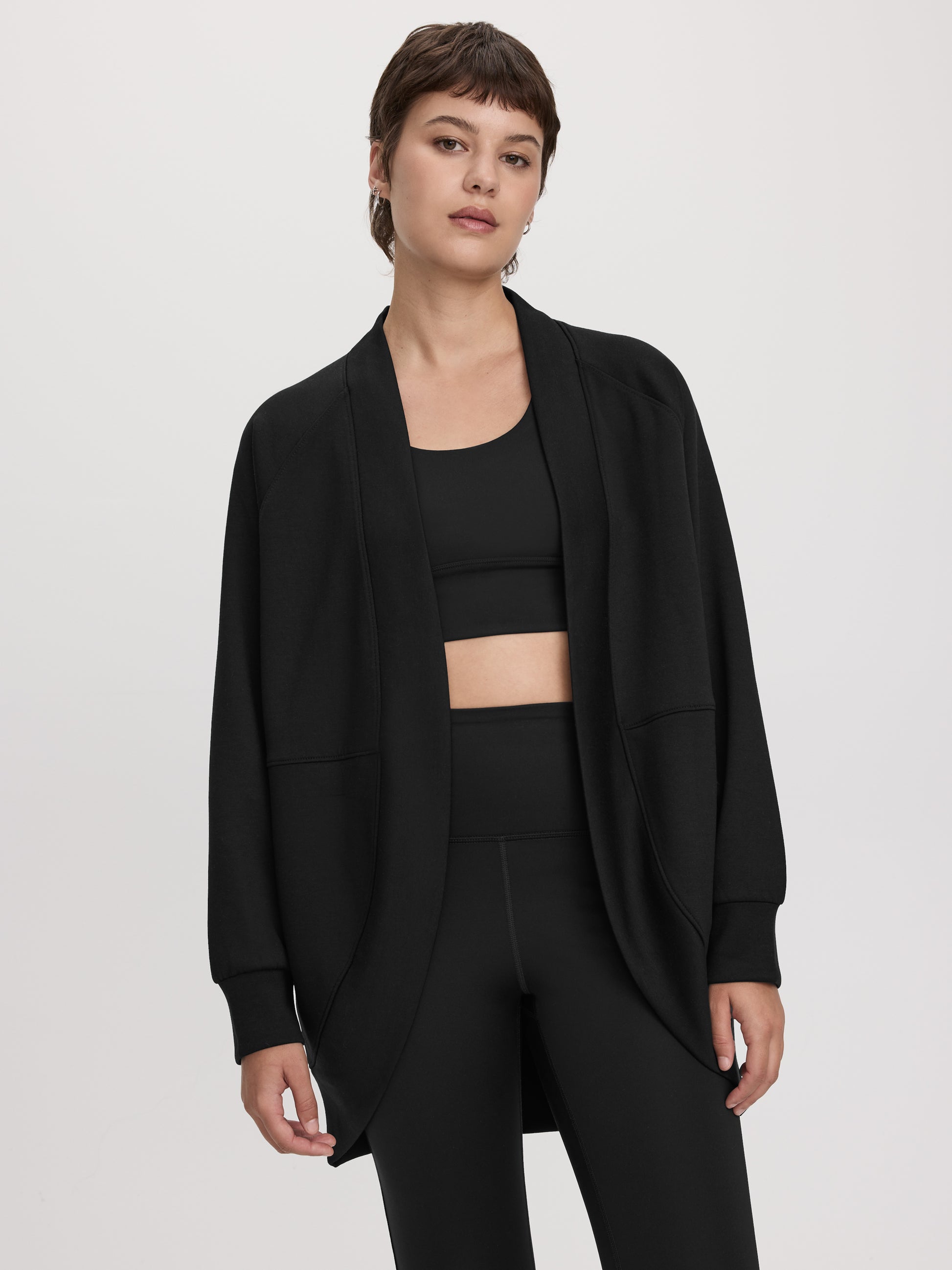Long-Sleeve Open Cardigan with Pockets - HYLUX Hyba