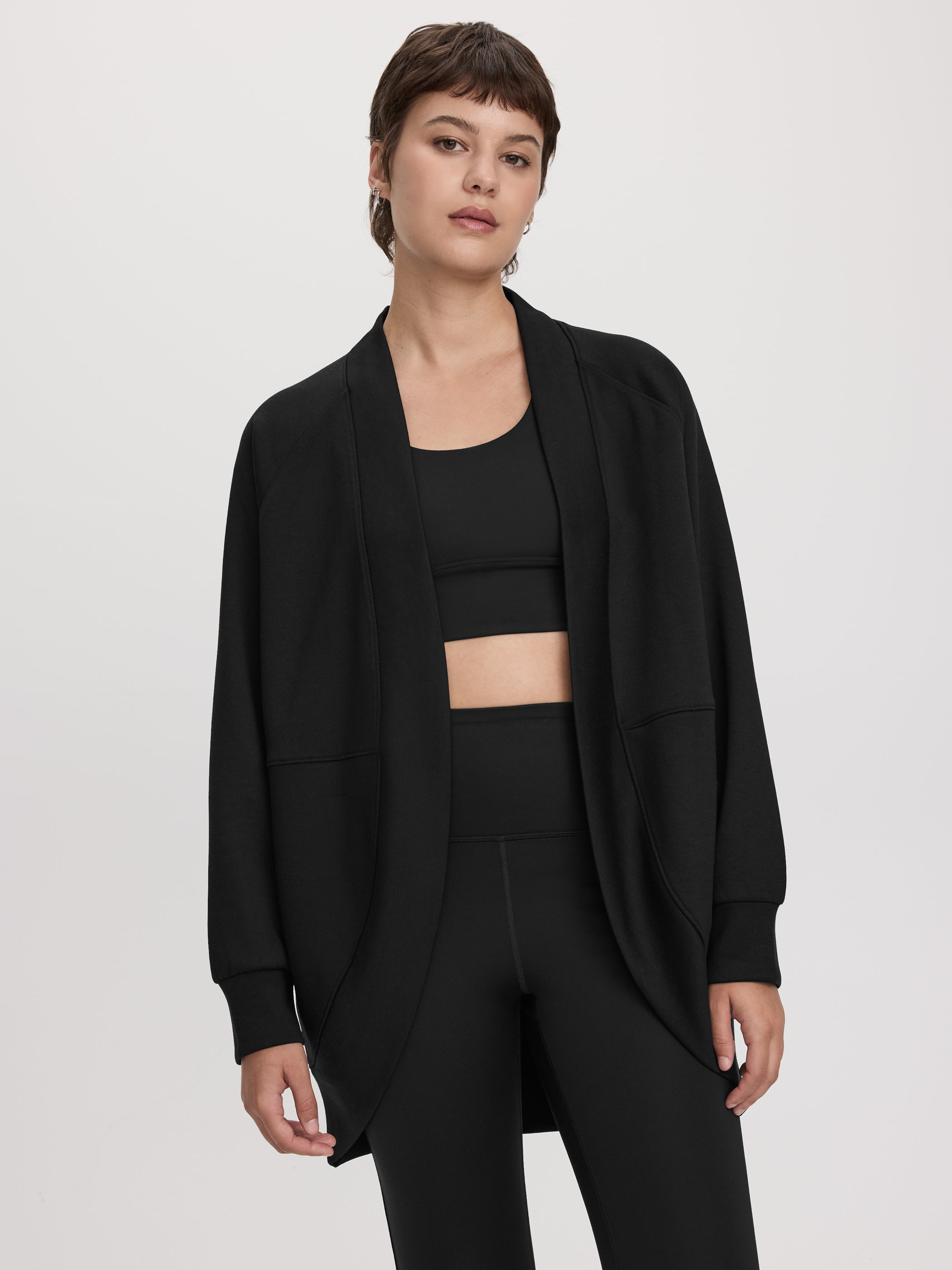 Long-Sleeve Open Cardigan with Pockets - HYLUX Hyba