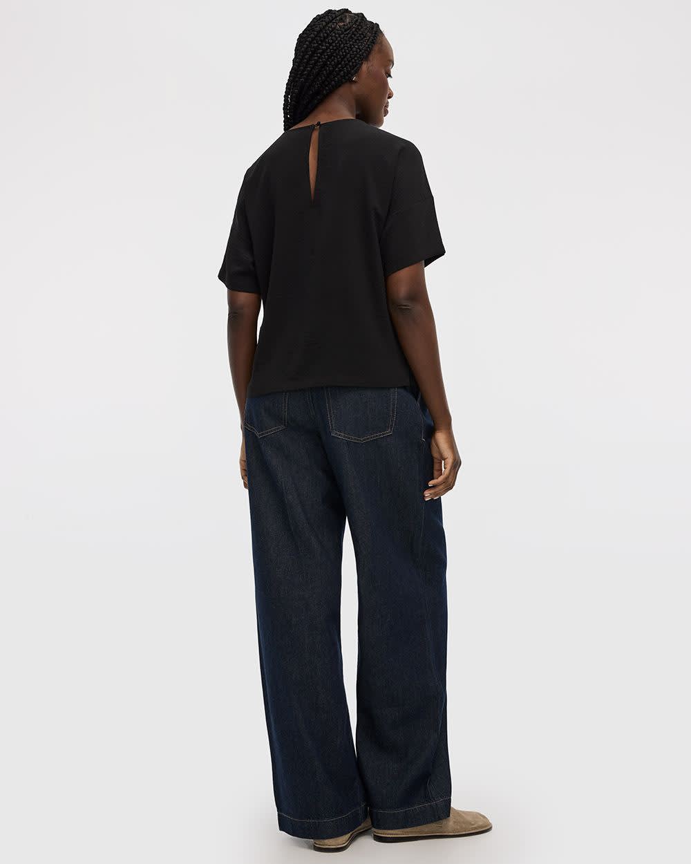 Short-Sleeve Crew-Neck Blouse