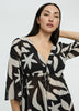 Long-Sleeve V-Neck Maxi Dress with High-Low Hem