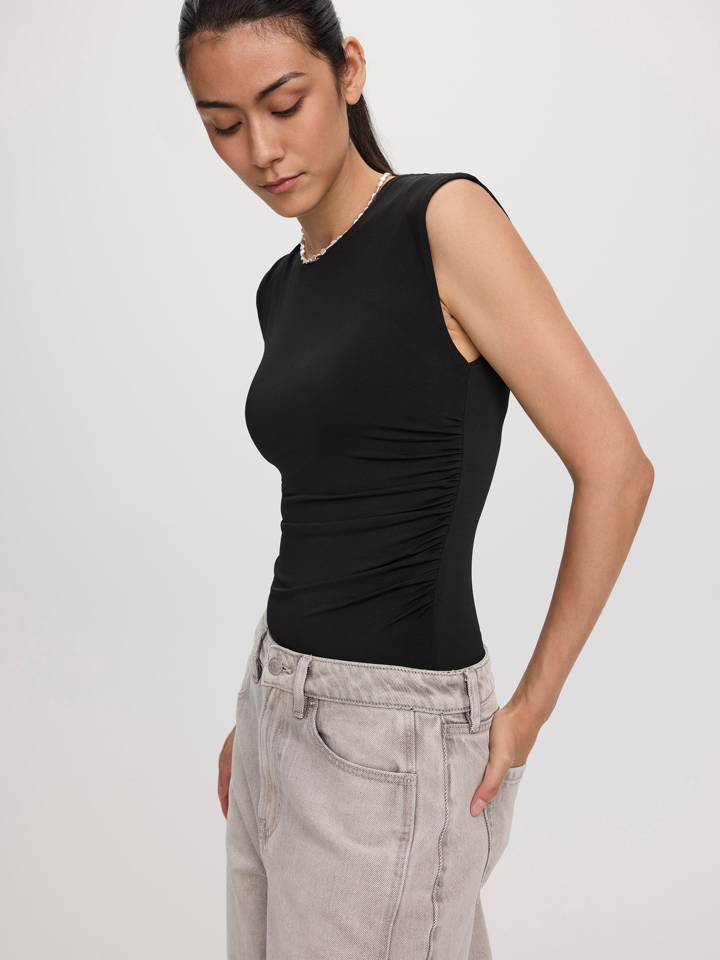 Sleeveless Crew-Neck Bodysuit