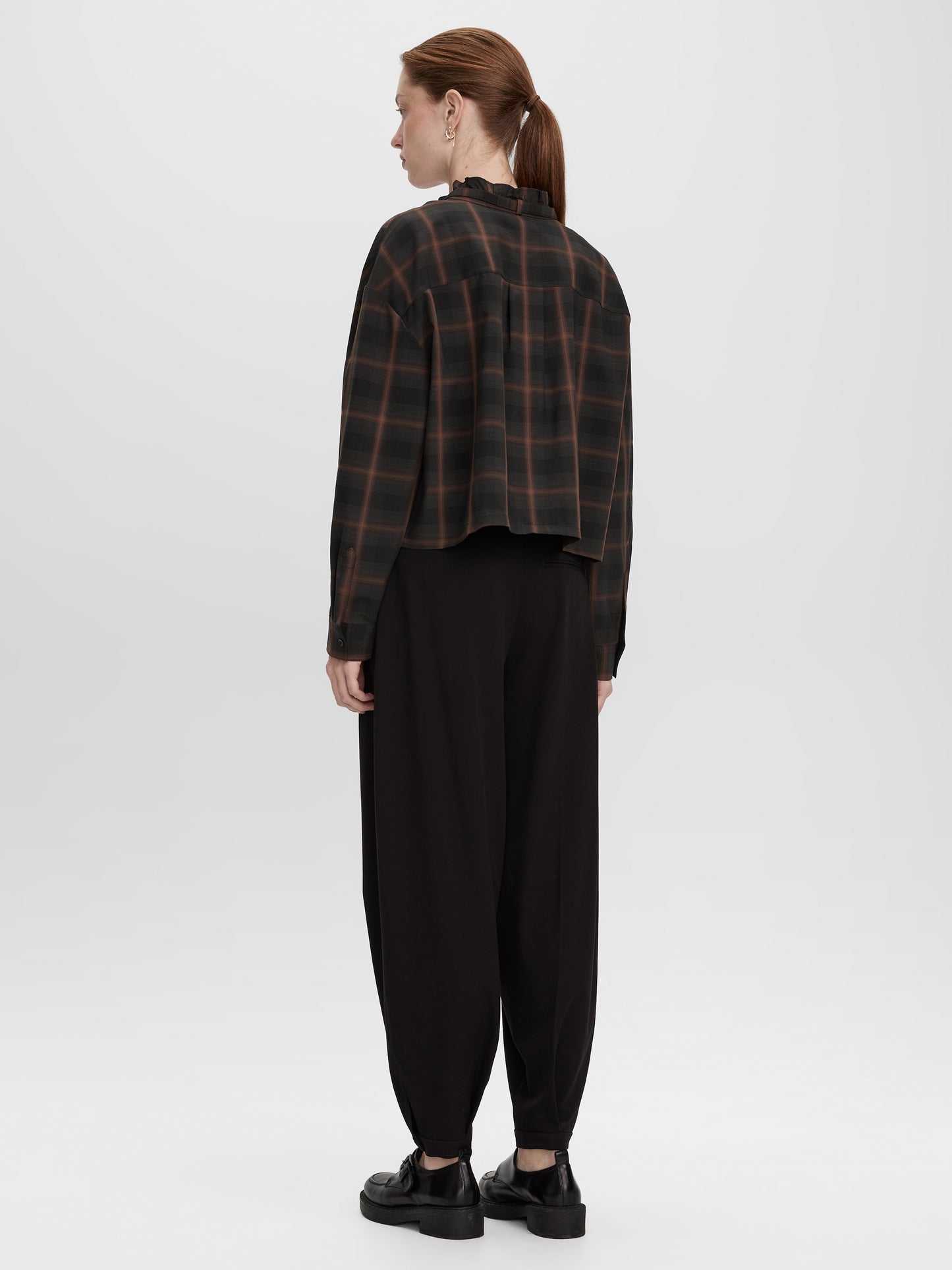 Long-Sleeve Blouse with Mock Neckline with Ruffles
