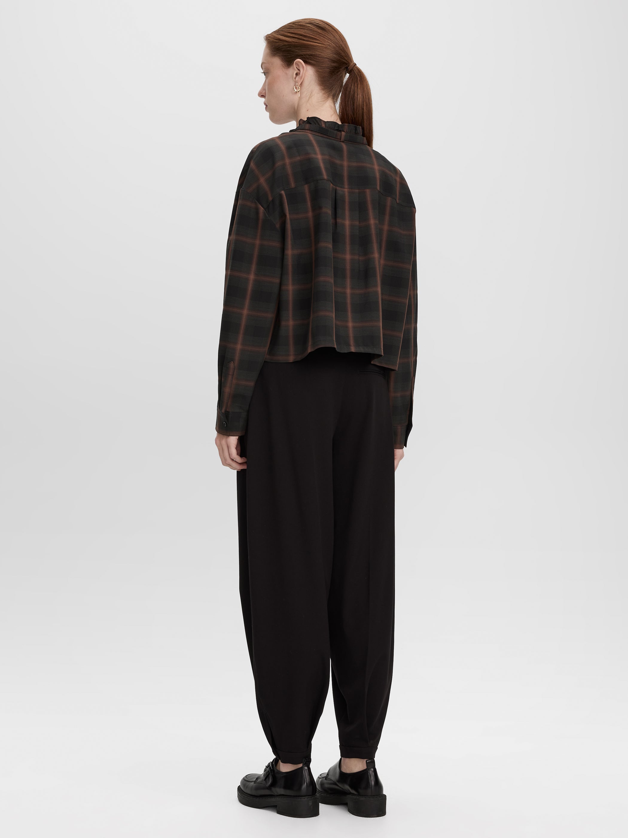 Long-Sleeve Blouse with Mock Neckline with Ruffles