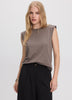Sleeveless Crew-Neck Top with Shoulder Pads