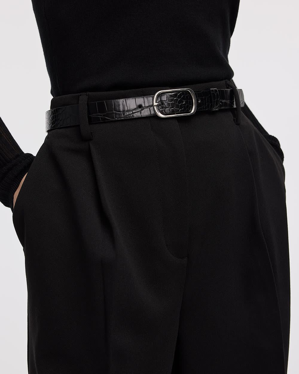 Faux Crocodile Leather Belt