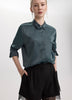 Long-Sleeve Loose Satin Blouse