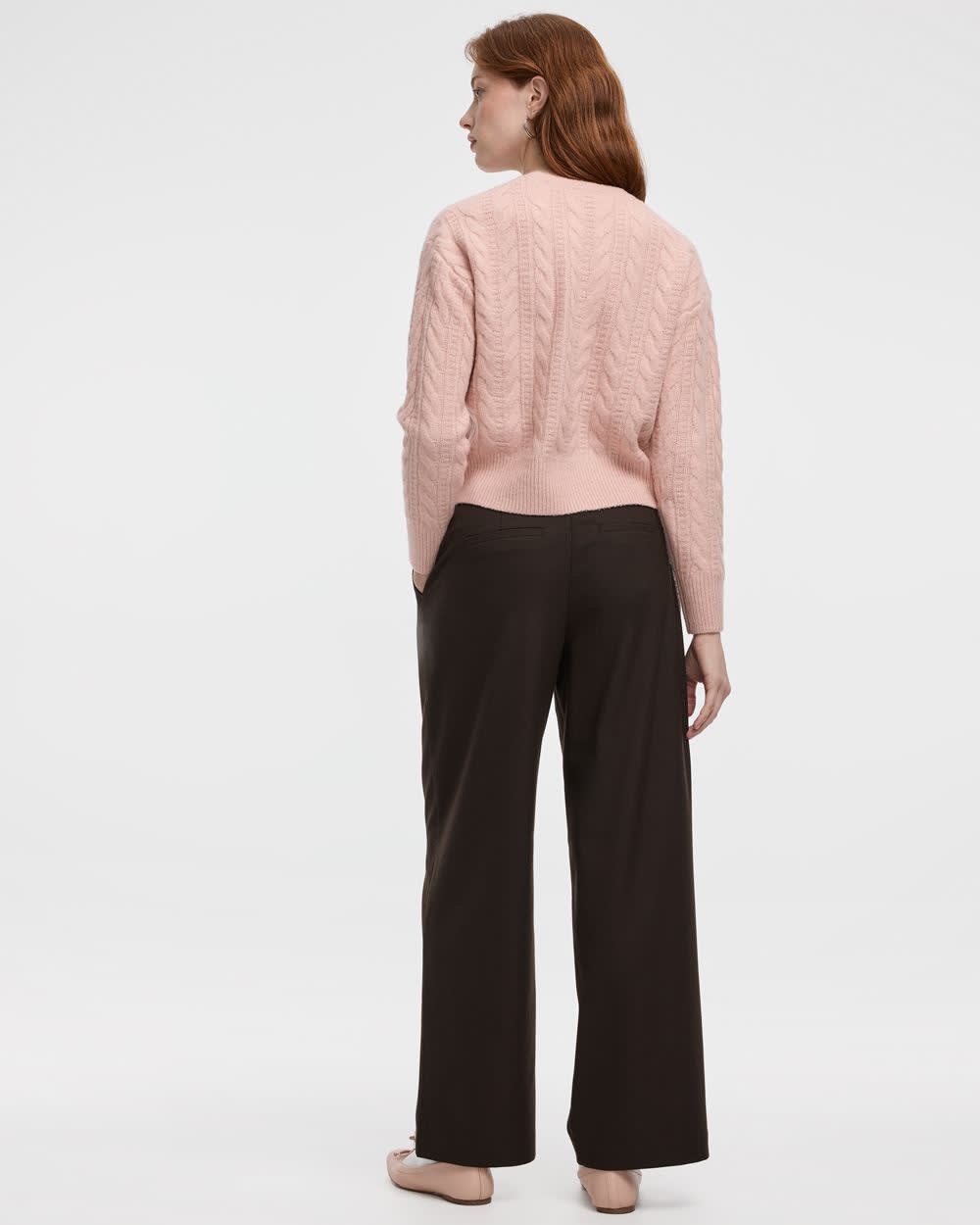 Pull à manches longues et col rond en tricot torsadé