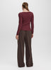 Long-Sleeve Boat-Neck Ribbed Top