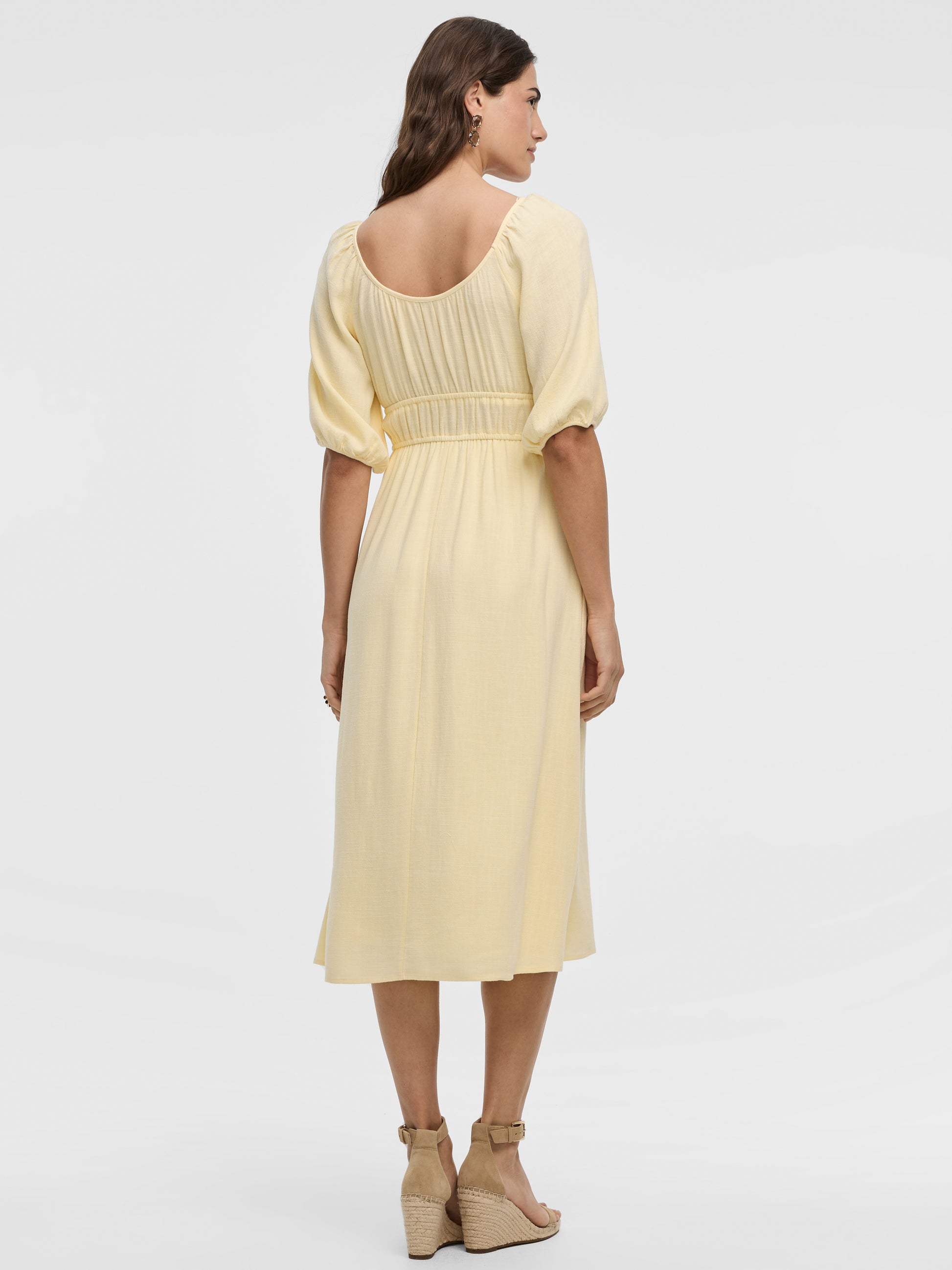 Short-Sleeves Scoop-Neck Empire Midi Dress