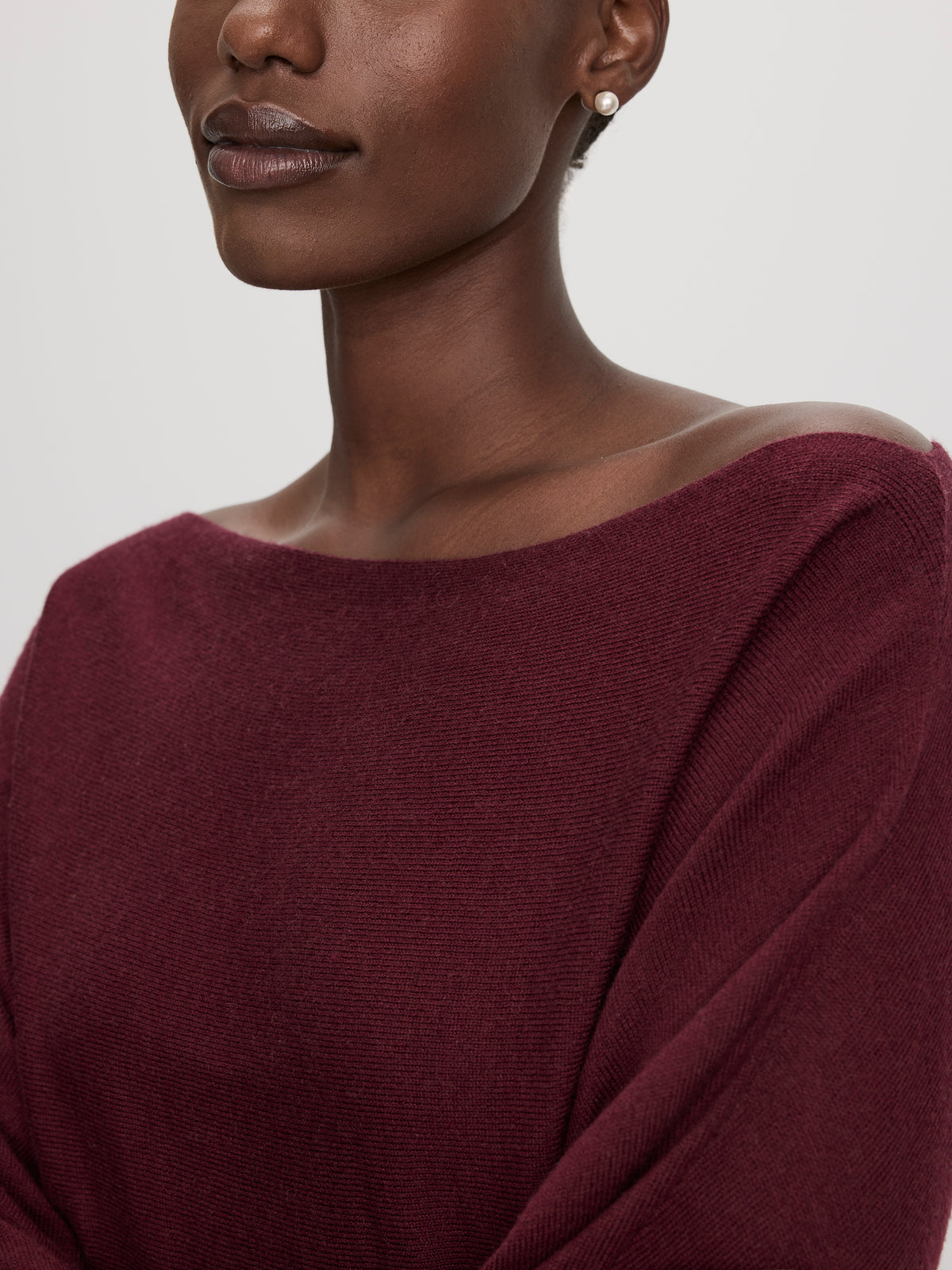 Merino-Blend Long-Sleeve Off-the-Shoulder Sweater