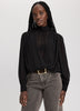 Long-Sleeve Wrap Blouse with Mock Neckline