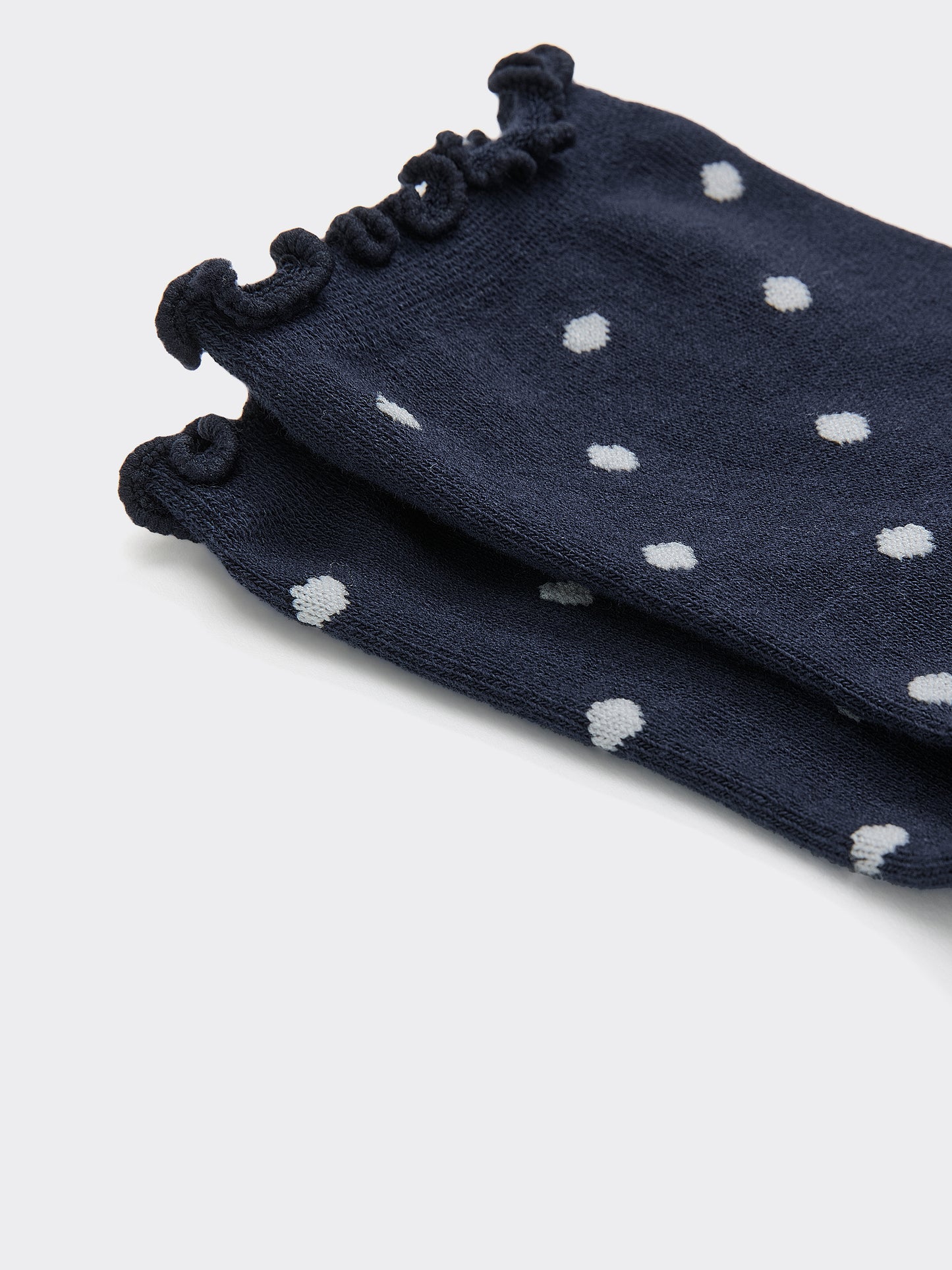 Dotted Anklet Socks with Ruffled Hems