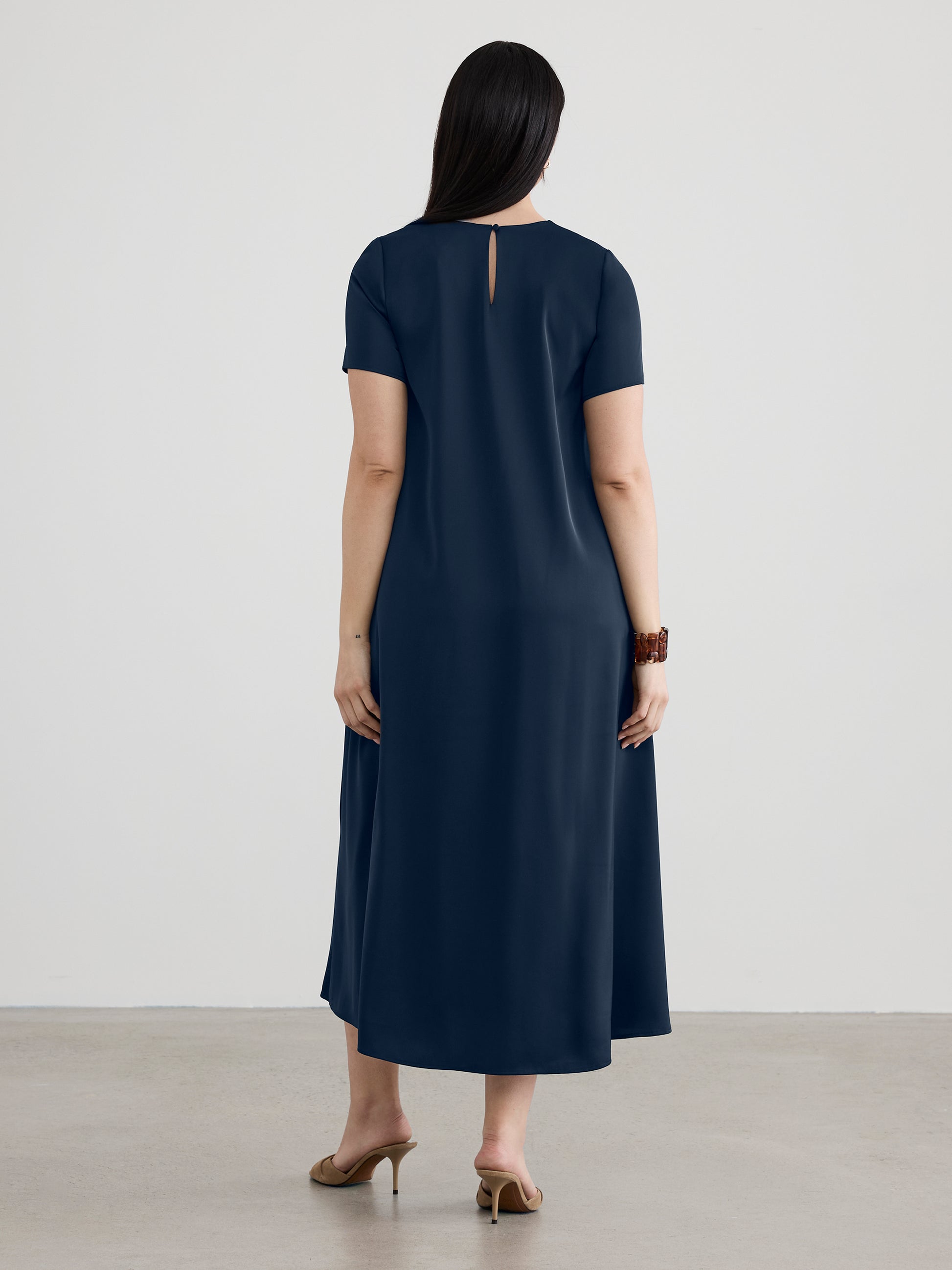 Short-Sleeve Swing Maxi Dress