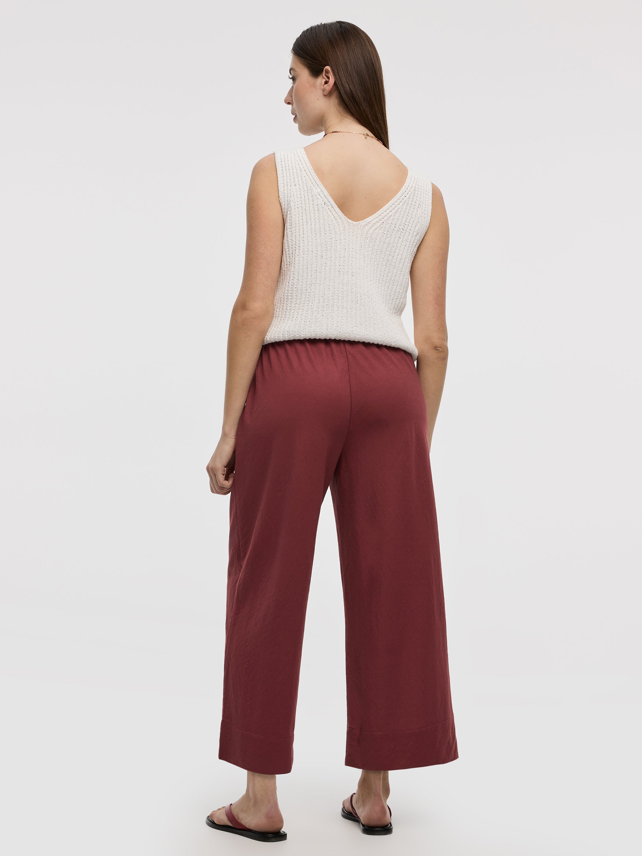 Wide-Leg Cropped Piqué Pant