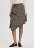 Plaid Midi Skirt with Asymmetrical Hem