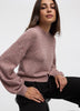 Long-Sleeve Mock-Neck Fancy-Stitch Pullover