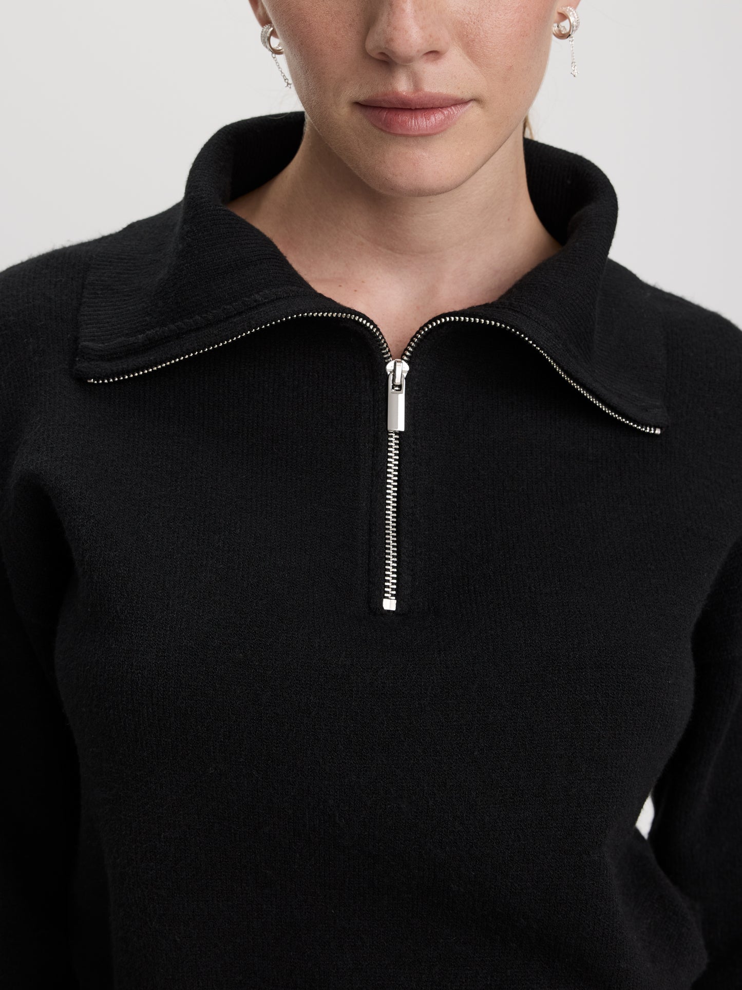 Long-Sleeve Half-Zip Mock-Neck Sweater