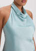 Sleeveless Satin Top with Halter Neckline