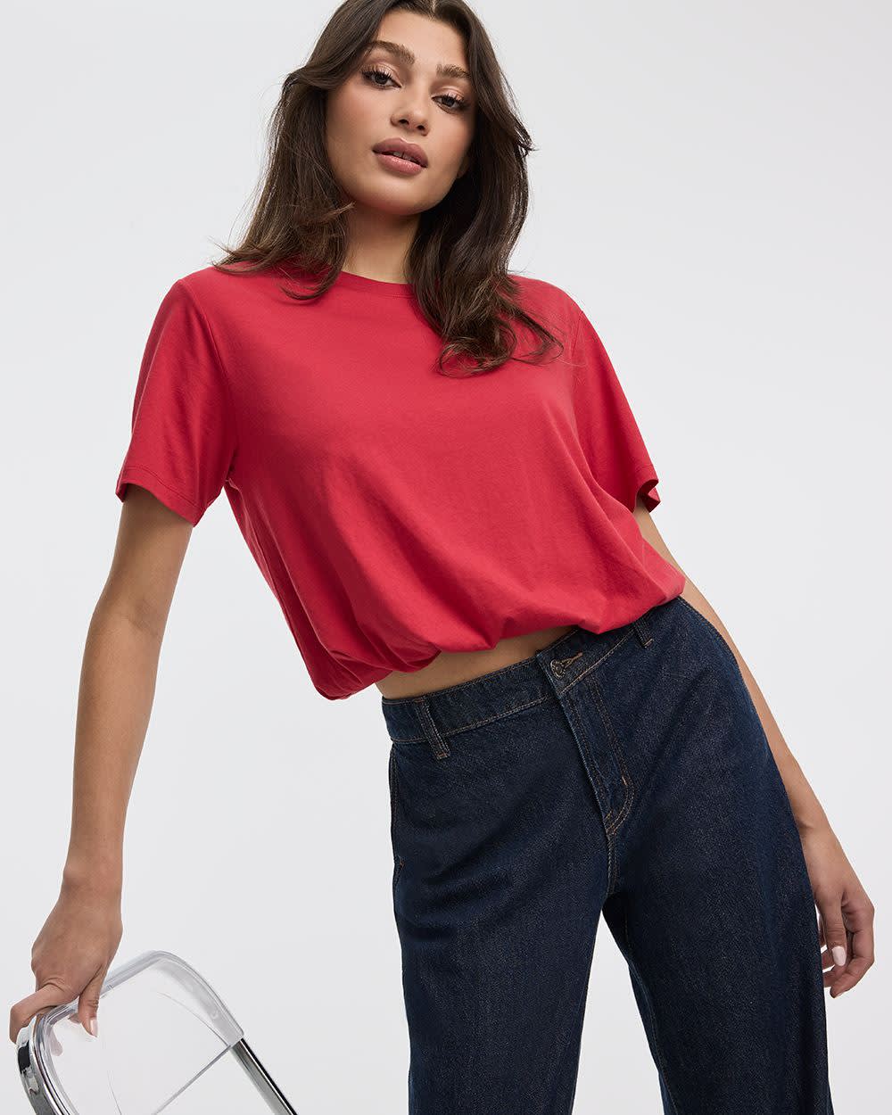 Crew-Neck Tee with Bubble Hem