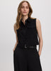 Sleeveless Buttoned-Down Blouse with Shirt Collar