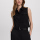 Sleeveless Buttoned-Down Blouse with Shirt Collar