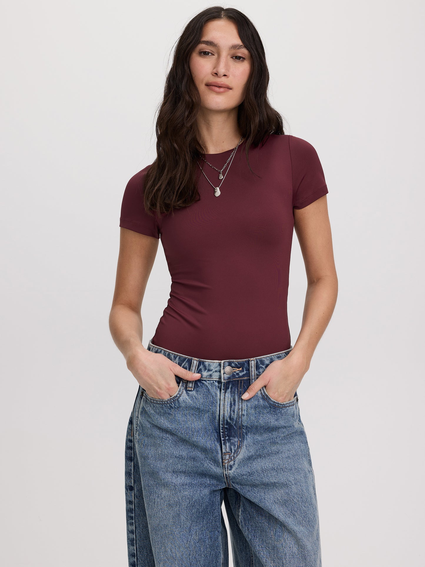 Short-Sleeve Crew-Neck Bodysuit