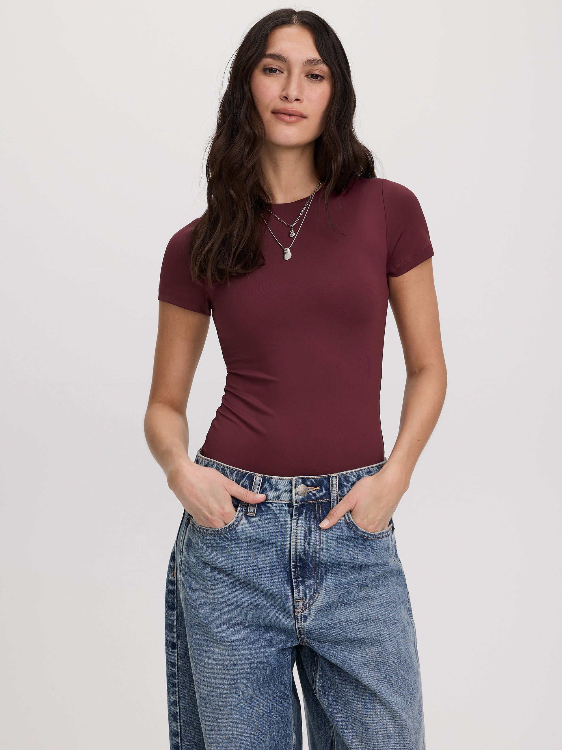 Short-Sleeve Crew-Neck Bodysuit