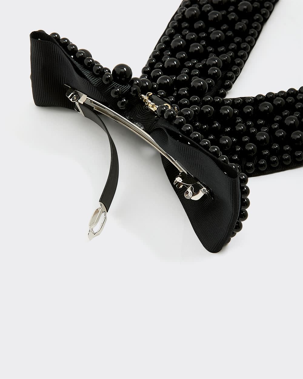 Bow Hair Clip with Black Beads