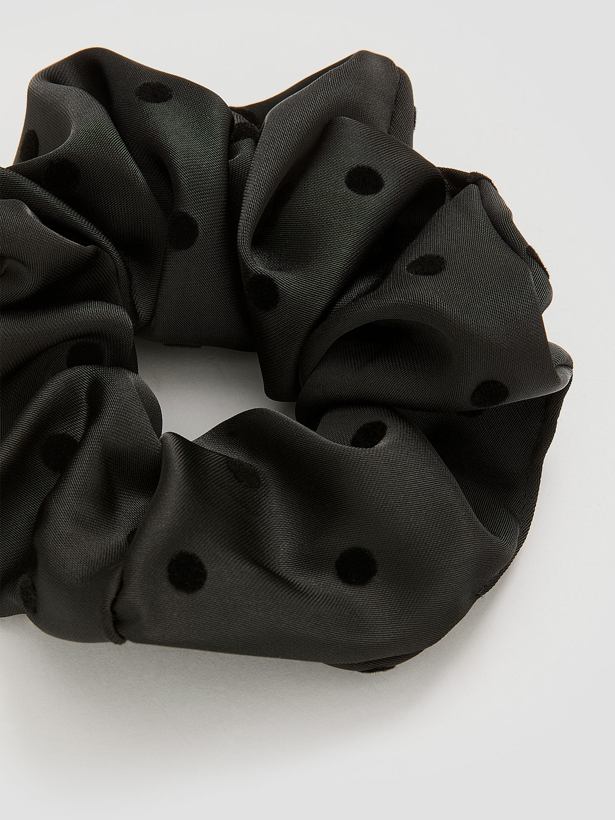 Satin Scrunchie with Velvet Dots