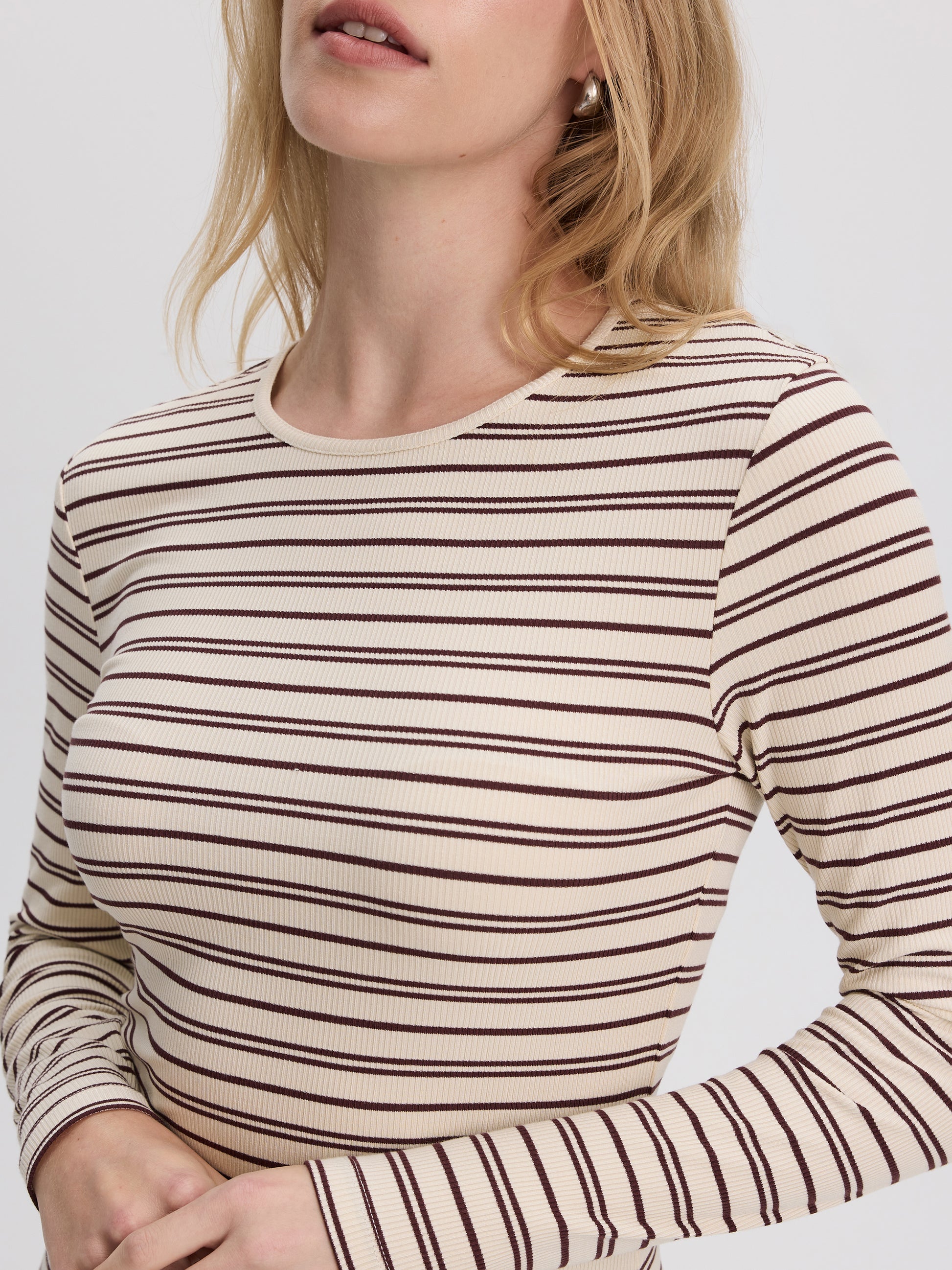 Striped Long-Sleeve Crew-Neck Ribbed T-Shirt - R Essentials
