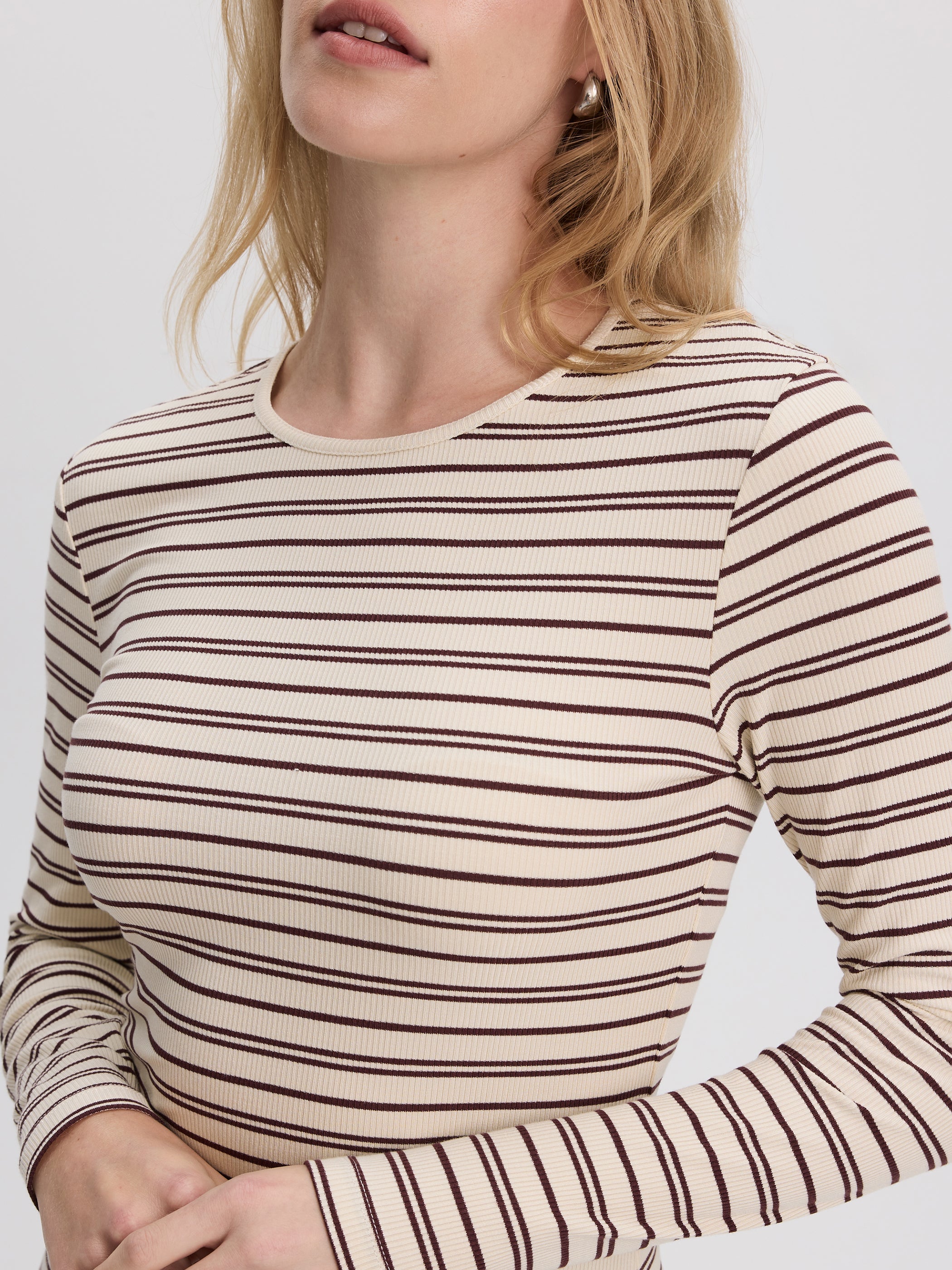 Striped Long-Sleeve Crew-Neck Ribbed T-Shirt - R Essentials